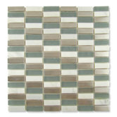 Impact 5/8" x 1-7/8" Glass, Tile, and Metal Mosaic in Storm Metal
