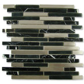 Impact 12" x 11-3/4" Glass, Tile, and Metal Staggered Mosaic in Midnight Metal