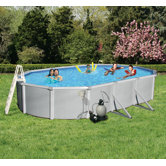 Samoan Oval 52" Deep 8" Top Rail Metal Wall Swimming Pool Package