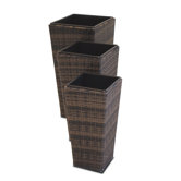Shaped Rattan Planters (Set of 3)
