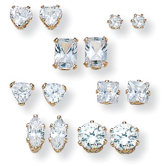 18k Gold/Silver 7 Pairs of Cubic Zirconia Earring Set