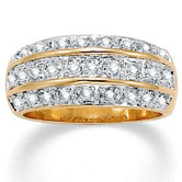 Gold Plated Tutone Cubic Zirconia Band
