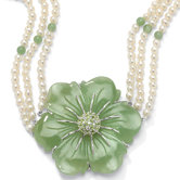 Sterling Silver Jade/Peridot/Pearl Necklace