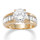 Gold Plated Cubic Zirconia and Crystal Ring