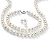 Sterling Silver 3 Piece Freshwater Pearl Set