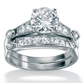 Platinum/Silver 2 Piece Cubic Zirconia Bridal Set