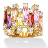 Gold Plated Multi-Colored Cubic Zirconia Ring