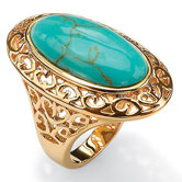 Gold Plated Simulated Turquoise Filigree Ring
