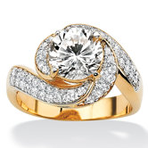 Gold Plated Round Cubic Zirconia Swirl Ring