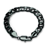 Black Ruthenium Men's Polished Curb-Link Bracelet