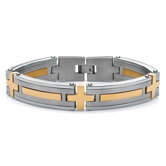 Stainless Steel Men's Cross/Bar-Link Bracelet
