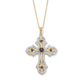 Sapphire / Diamond Acc. Cross Pendant