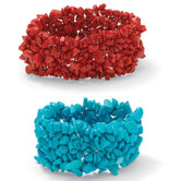Coral and Turquoise Stretch Nugget Bracelets (Set of 2)