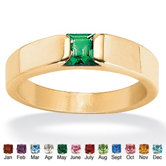 18k Gold over Sterling Silver Princess-Cut Birthstone Stack Ring