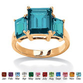 Brass Emerald Garnet Triple Birthstone Ring