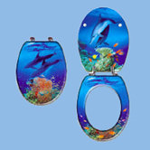 Scenic Premium Toilet Seat with Dolphins Under Water Design