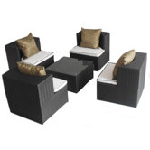 Geo-Cube All Weather Wicker Lounge Seating Group with Cushions