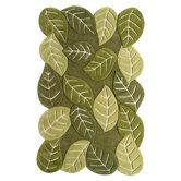 Nature's Beauty Leaf Green Elm Leaves Rug