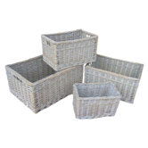 White Wash Storage Baskets (Set of 4)