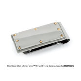 Men's Jewelry Stainless Steel Money Clip with Gold Tone Screw