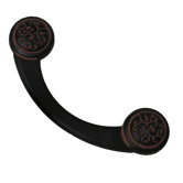 Classic Sasha Curved Pull in Distressed Black with Terra Cotta