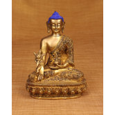 Buddha with Blue Head Carving Statue
