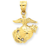 14K US Marine Corps Pendant- Measures 23.4x14.1mm