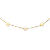 14k White Gold Mosaic Mother of Pearl Necklace - 18 Inch- Lobster Claw