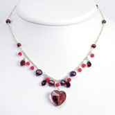 Amethyst Siam Crystal Qtz Prpl Cult. Pearl Necklace 16 In - Lobster Claw