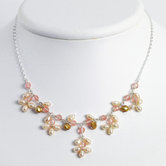 Cherry Quartz Golden Peach Cult. Pearl Necklace - 16 Inch- Lobster Claw