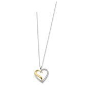 Sterling Silver Accent gold plating Heart Necklace - 18 Inch