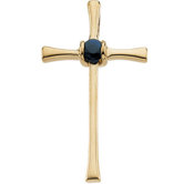 14k Yellow Gold Cross PendantWith Sapphire 21x13mm