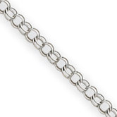 14K White Gold Solid Double LinK Charm Bracelet