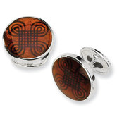 Sterling Silver Brown Resin Fancy Cuff Links