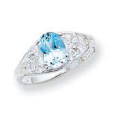 Sterling Silver Oval Cut Halo Ring