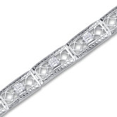 Victorian Style Princess Cut Gemstone Bracelet in Sterling Silver