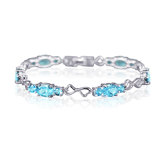 Designed just for you Oval and Round Cut Gemstone Bracelet in Sterling Silver