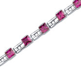 Charming Style Princess Cut Gemstone Bracelet in Sterling Silver