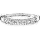Absolutely Fabulous Sterling Silver Bezel-Set Cubic Zirconia Hinged Bangle Bracelet