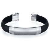 Wrist hugging Stainless Steel Black Rubber Mens Golf Bracelet