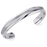 Center Groove Two Tone Titanium Mens Cuff Bracelet