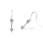 Heart Cut Cz Dangling Earrings Sterling Silver