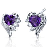 Cupids Grace 1.00 Carats Gemstone Heart Shape Cubic Zirconia Earrings in Sterling Silver