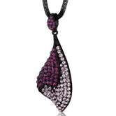 Twinkling Shell Design Amethyst and Pink Swarovski Crystal Pendant Necklace