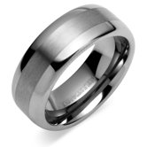 Rounded Edge Brush Finish 8mm Comfort Fit Mens Tungsten Carbide Wedding Band Ring