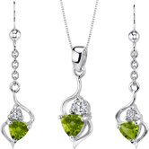 Classy Trillion Cut Sterling Silver Pendant Earrings Set