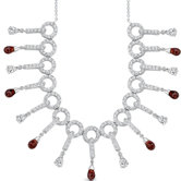 Dainty Chic 5.50 Carats Briolette Drop Garnet and White CZ Gemstone Necklace in Sterling Silver