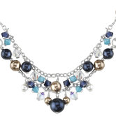 Beauty and the Beach Sterling Silver Charm Necklace with Swarovski Crystals and Pearls