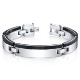 Men's Minimalist Single Black Stripe Mirror Finish Stainless Steel Bracelet