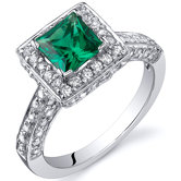 0.75 Carats Princess Cut Emerald Engagement Ring
